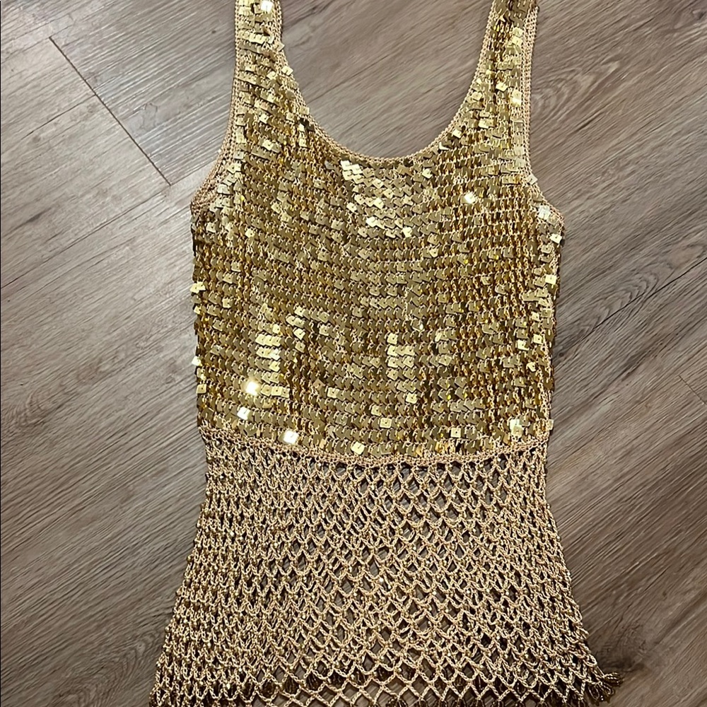 Gold Sequin Sleeveless Top